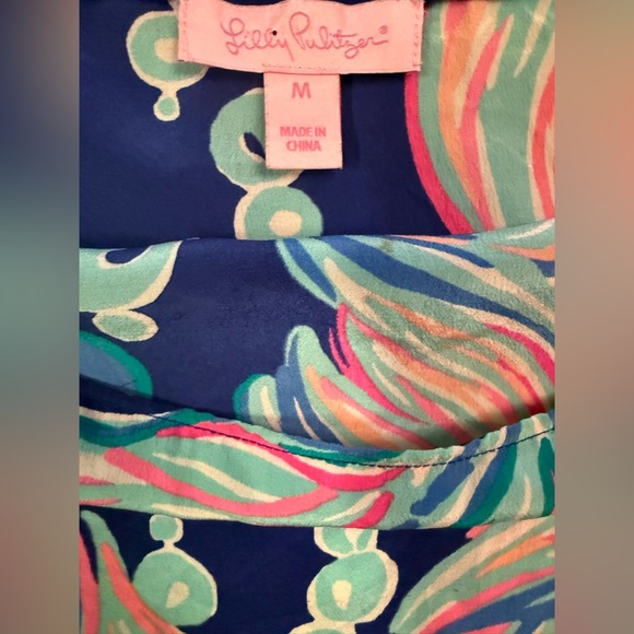 Lilly Pulitzer Kimi Going Coastal Handkerchief 100% Silk Tank Top Size Medium - Picture 8 of 9